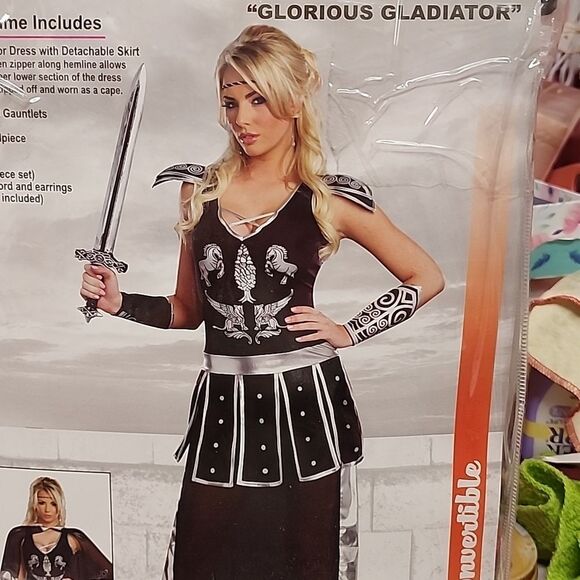 ADULT HALLOWEEN COSTUME GLORIOUS GLADIATOR SIZE SMALL 90-120LBS NWT - Picture 3 of 8